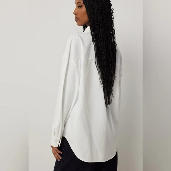 Sz XS-S Ardene women’s Oversized Shirt Ardene Classic White Longsleeve pleated - Picture 4 of 16